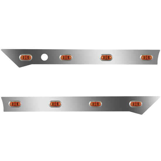 430 S.S. Cab Panels W/ 8 Challenger Amber/Amber LEDs, Block Heater Plug For Kenworth T680, T880, W990