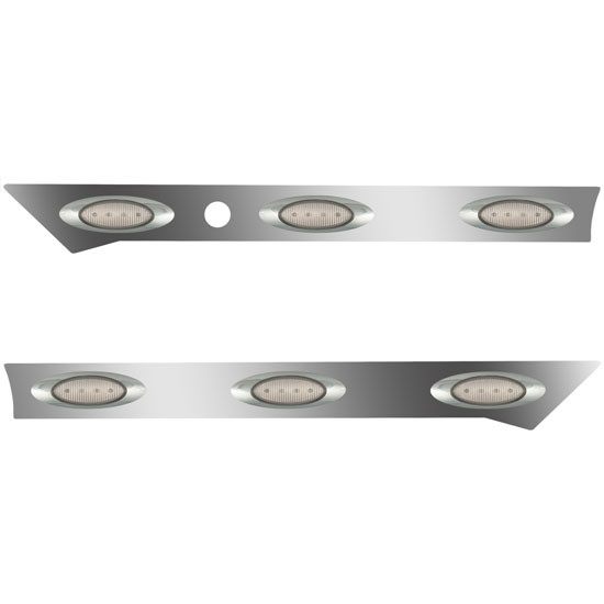 3 Inch 304 Stainless Steel Cab Panels W/ 6 M1 Amber/Clear LEDs For Kenworth T680, T880, W990