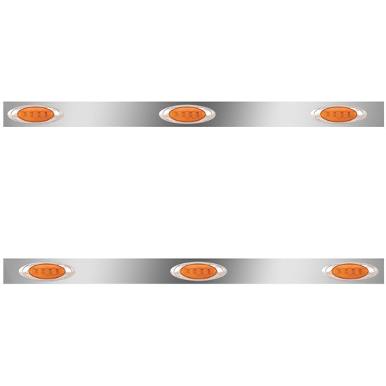 3 Inch Stainless Steel Cab Panels W/ P1 Amber/Amber LEDs For Kenworth T800