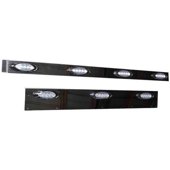 Stainless Steel Cab Panels W/ 4 P1 Amber LEDs & 3 P1 Clear LEDs W/ Clear Lens For W900L Models W/O RH Step Light