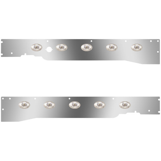 Stainless Steel Rear Air Cleaner Light Panels W/ 5 P3 Amber LEDs W/ Cutouts for Block Heater Plug & Rear Mounted Exhaust For Kenworth T660
