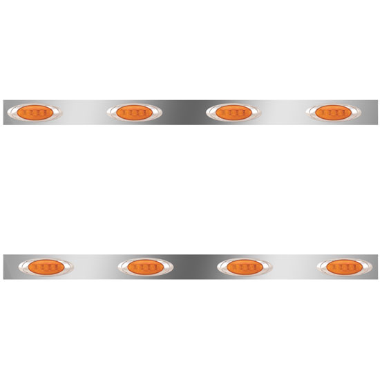 50.375 Inch Stainless Steel Cab Panels W/ 4 P1 Amber/Amber LEDs For Kenworth W900L