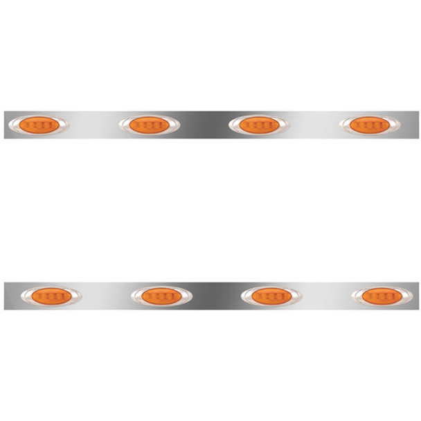 50.375 Inch Stainless Steel Cab Panels W/ 4 P1 Amber/Amber LEDs For Kenworth W900L