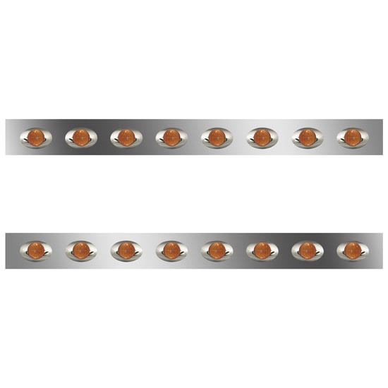 Stainless Steel Cab Panels W/ 8 M3 Lights Per Side - Amber LED/ Amber Lens For Kenworth W900L