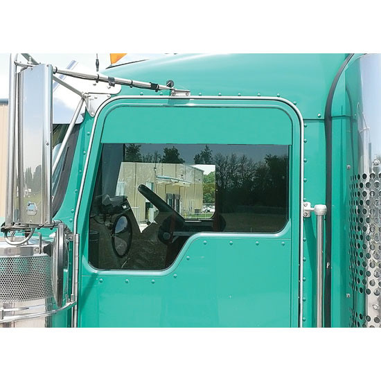 Turnpike Truck Trim 6 Inch Sanded Stainless Chop Top Door Window Panels For Kenworth T300, T600, T800, W900
