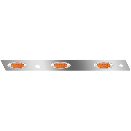 Stainless Permit Panel W/ 6 P1 Amber/Amber LEDs, Block Heater Plug Hole Driver Side For Kenworth W900L Aerocab