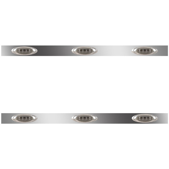 62 Inch Stainless Steel Sleeper Panels W/ 6 P1 Amber/Smoked LEDs For Kenworth T800, W900 Aerocab