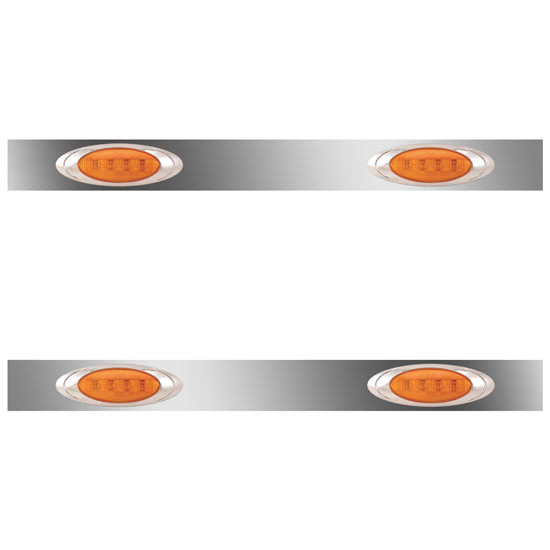 38 Inch Stainless Steel Sleeper Panels W/ 4 P1 Amber/Amber LEDs For Kenworth T800, W900