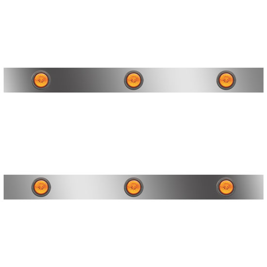 38 Inch Stainless Steel Sleeper Panels W/ 6 Round 2 Inch Amber/Amber LEDs For Kenworth T660, T800, W900