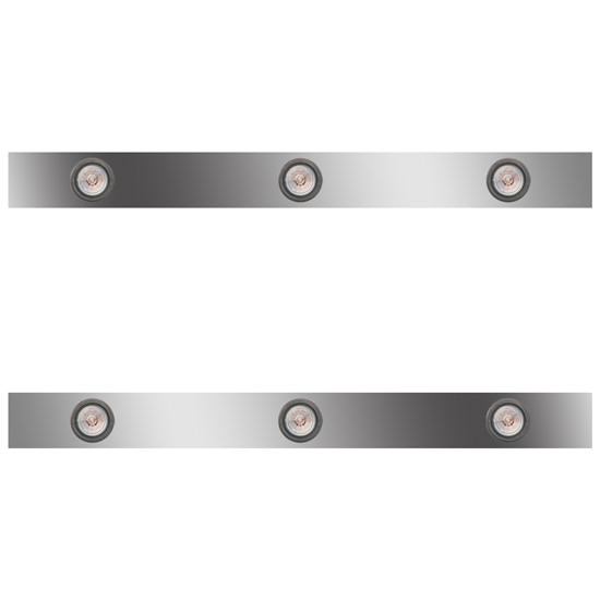 38 Inch Stainless Steel Sleeper Panels W/ 6 Round 2 Inch Amber/Clear LEDs For Kenworth T660, T800, W900