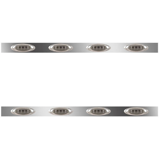 62 Inch Stainless Steel Sleeper Panels W/ 8 P1 Amber/Smoked LEDs For Kenworth T660, T800, W900