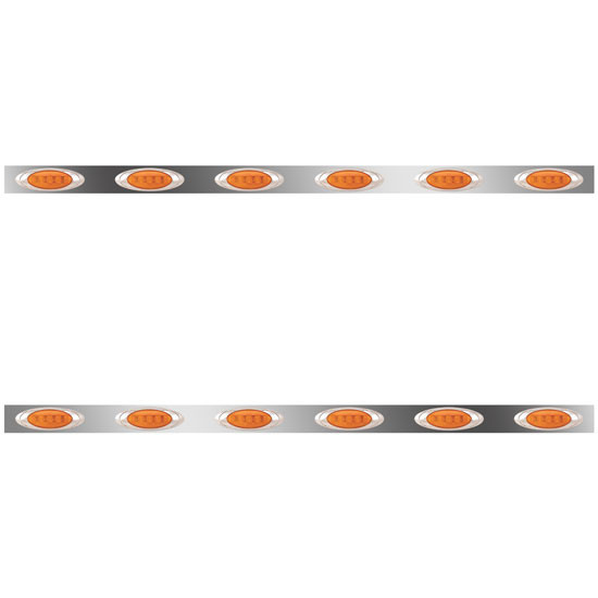 72 Inch Stainless Steel Sleeper Panels W/ 12 P1 Amber/Amber LEDs For Kenworth T660, T800, W900