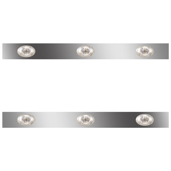 38 Inch Stainless Steel Sleeper Panels W/ 6 P3 Amber/Clear LEDs For Kenworth T800, W900