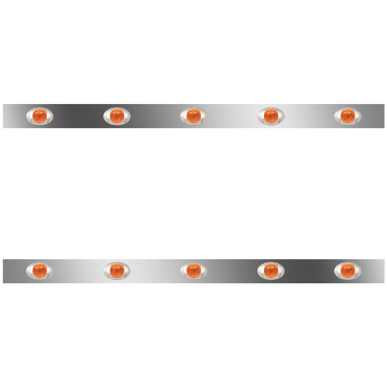62 Inch Stainless Steel Sleeper Panels W/ 10 P3 Amber/Amber LEDs For Kenworth T800, W900