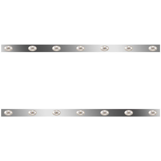 72 Inch Stainless Steel Sleeper Panels W/ 14 P3 Amber/Clear LEDs For Kenworth T800, W900