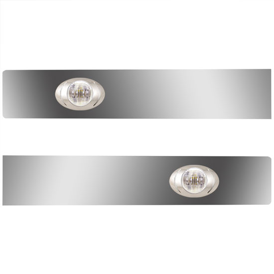 Stainless Steel Sleeper Extension Panels W/ 2 P3 Amber/Clear LEDs For Kenworth T660, T800, W900