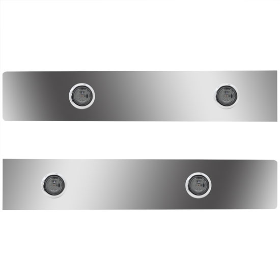 Rounded Sleeper Panel Extension Panels W/ 4 - 3/4 Inch Amber/Smoked LEDs For Kenworth T660, T800, W900L