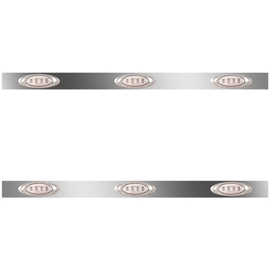 72 Inch Stainless Steel Blank Sleeper Panels W/ 6 P1 Amber/ Clear LEDs For Kenworth T660 W/ Rear Mount Exhaust