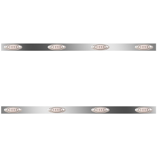 72 Inch Stainless Steel Sleeper Panels W/ 8 P1 Amber/Clear LEDs For Kenworth T660 2008-2017