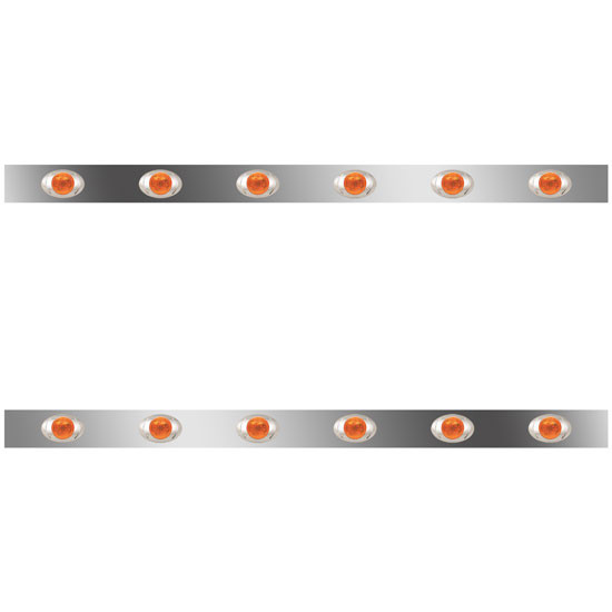 62 Inch Stainless Steel Sleeper Panels W/ 12 P3 Amber/Amber LEDs For Kenworth T660 W/ RME