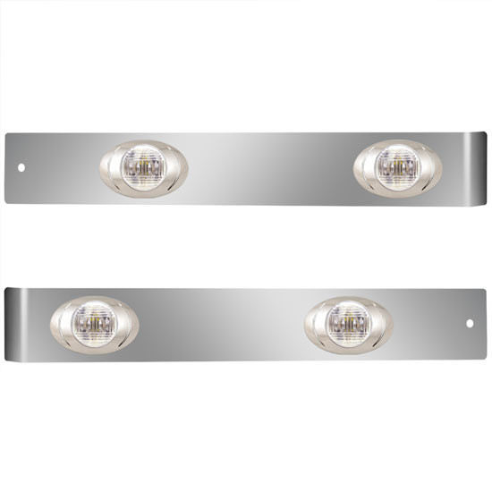 2.375 Inch Stainless Steel Straight Sleeper Extension Panels W/ 4 P3 Amber/Clear LEDs For Kenworth T660