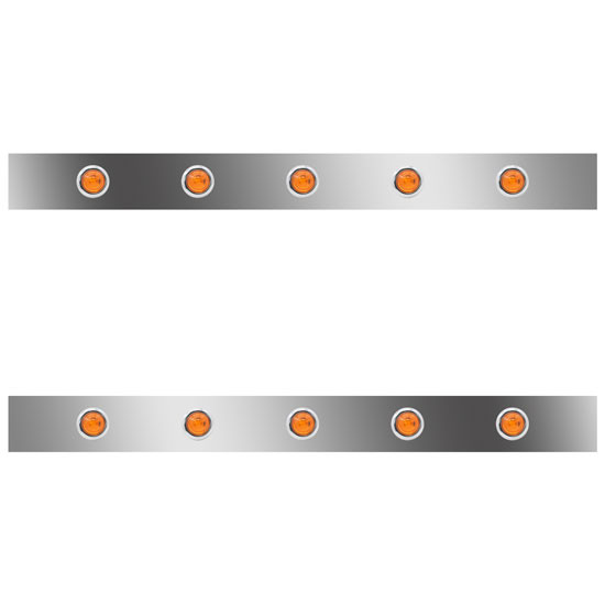 38 Inch Stainless Steel Sleeper Panels W/ 10 - 3/4 Inch Amber/Amber LEDs For Kenworth T660 W/ RME