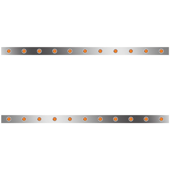 72 Inch Stainless Steel Sleeper Panels W/ 22 - 3/4 Inch Amber/Amber LEDs For Kenworth T660 W/ RME