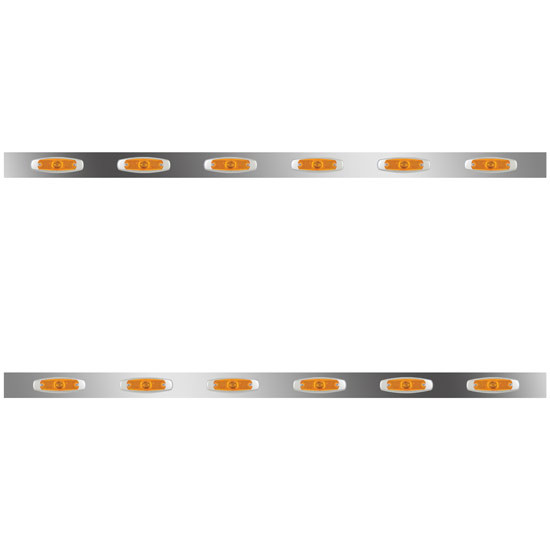 76 Inch 304 S.S. Sleeper Panels W/ Extensions, 12 Supernova Amber/Amber LEDs For Kenworth T680, T880