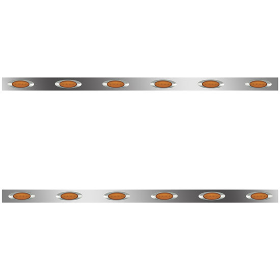 76 Inch 304 S.S. Sleeper Panels W/ Extensions, 12 M1 Amber/Amber LEDs For Kenworth T680, T880