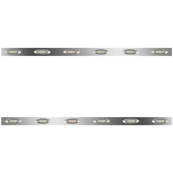 76 Inch 304 S.S. Sleeper Panels W/ Extensions, 12 M1 Amber/Clear LEDs For Kenworth T680, T880