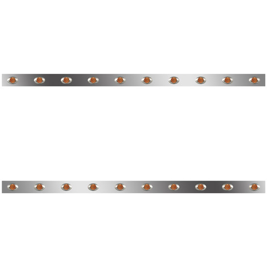 76 Inch 304 S.S. Sleeper Panels W/ Extensions, 20 M3 Amber/Amber LEDs For Kenworth T680, T880