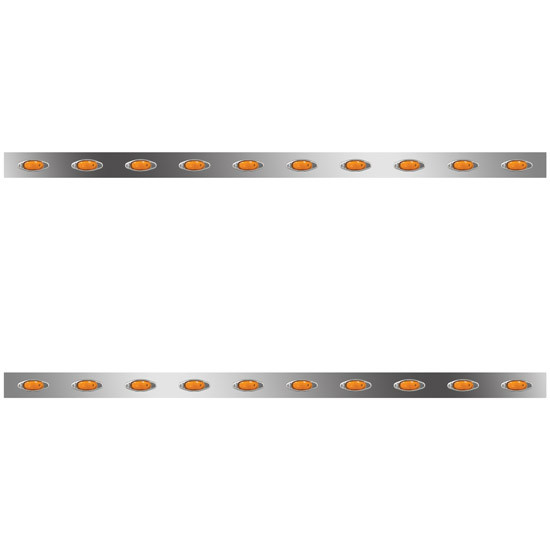 76 Inch S.S. Sleeper Panels W/ 20 Mini Amber LEDs For Kenworth T680, T880 W/ High Roof Sleeper W/ Extension
