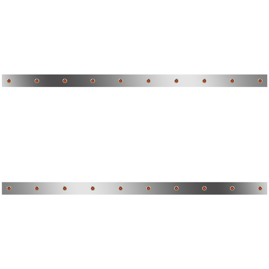 76 Inch 304 S.S. Sleeper Panels W/ Extensions, 20 - 3/4 Inch Button Amber/Amber LEDs For Kenworth T680, T880