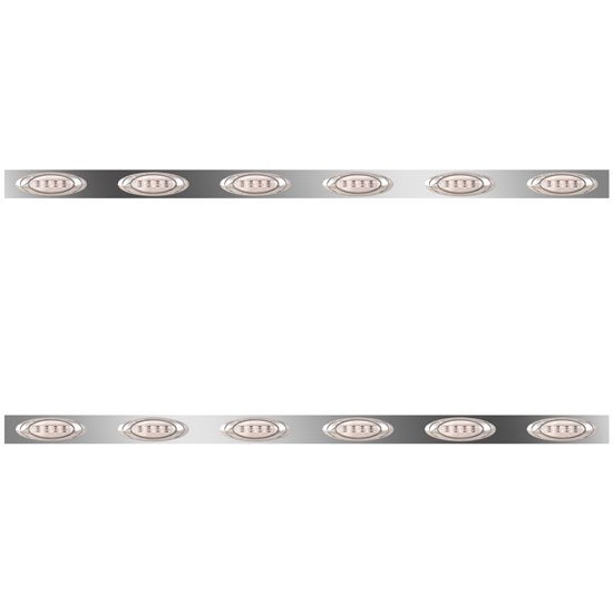 3 Inch Stainless Steel Sleeper Panels W/ 12 P1 Amber/Clear LEDs For Kenworth W900L W/ 72 Inch Sleeper