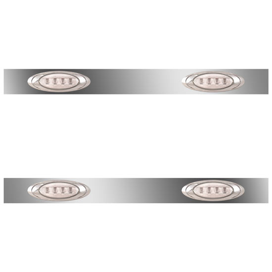 4 X 38 Inch Stainless Steel Sleeper Panel W/ 2 P1 LED Amber/Clear LEDs For Kenworth W900L