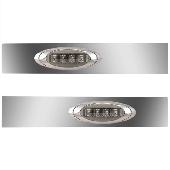 Stainless Steel Sleeper Extension Panels W/ 2 P1 Amber/Smoked LEDs For Kenworth T800, W900