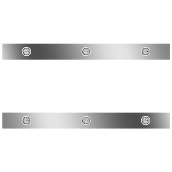 38 Inch Stainless Steel Sleeper Panels W/ 6 - 3/4 Inch Amber/Clear LEDs For Kenworth W900