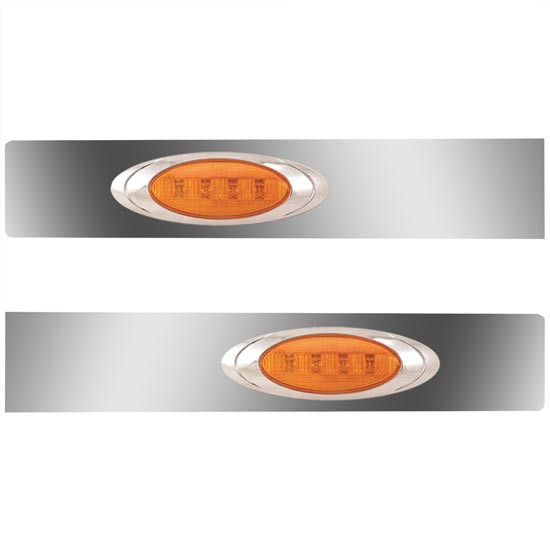 Stainless Steel Sleeper Extension Panels W/ 2 P1 Amber/Amber LEDs For Kenworth T660, T800, W900