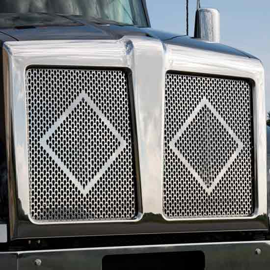Stainless Steel  Diamond Punched Grille Insert With Small 1/4 Inch Circles For Kenworth T880
