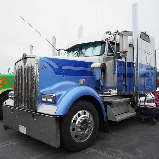 Kenworth W900L Flush Mount Fender Shield With KW Logo - Stainless Steel