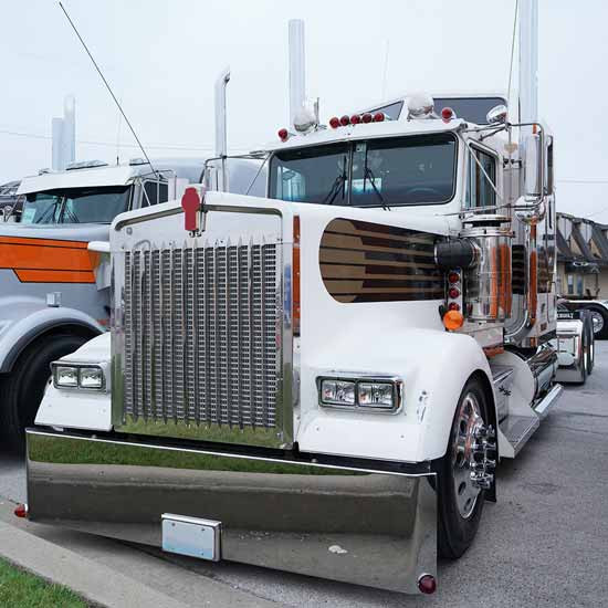 Kenworth W900L Flush Mount Fender Shield With KW Logo - Stainless Steel