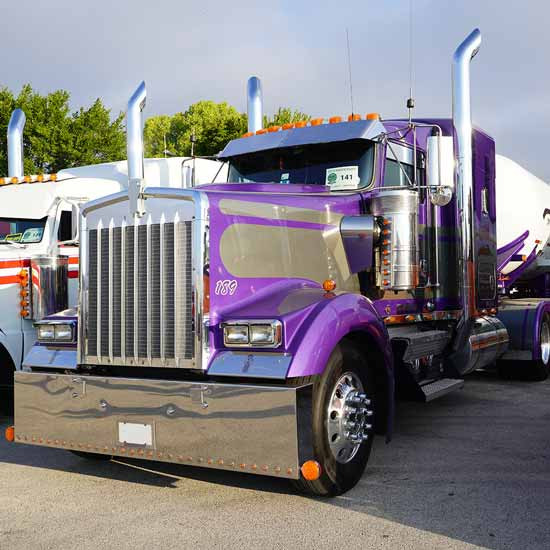 Flush Mount Fender Shield With KW Logo - Stainless Steel  For Kenworth W900L & W900L AeroCab