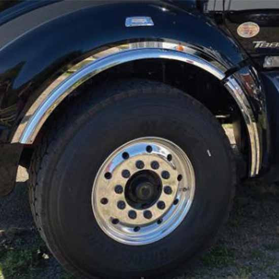 Stainless Steel Front Split Fender Outer Fenderette For Kenworth T880 W/ Standard Hood