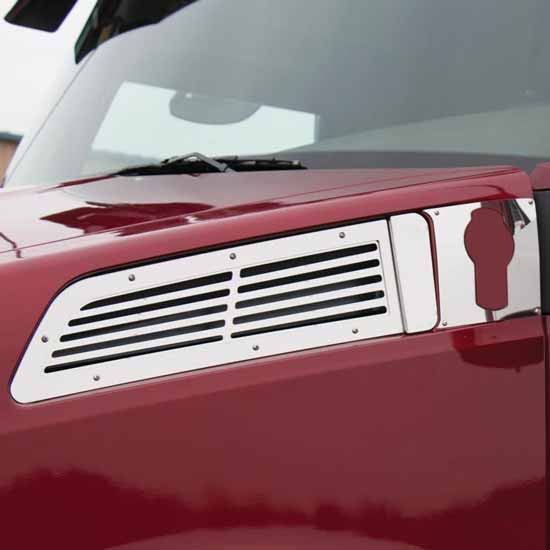 Stainless Steel Side Hood Trim For Kenworth T880 Behind Intake Logo