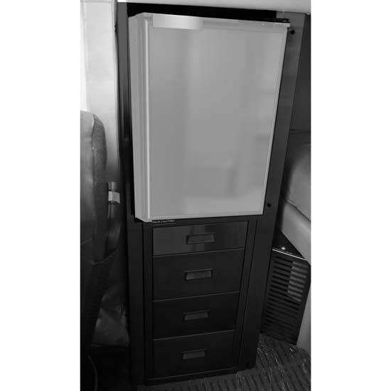 Black 4 Drawer Cabinet W/ Refrigerator Mount Passenger Side For