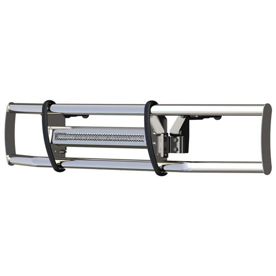 Polished Stainless Steel Bumper Guard W/ 30 Inch Single Row LED Light Bar For Freightliner Cascadia 116/126