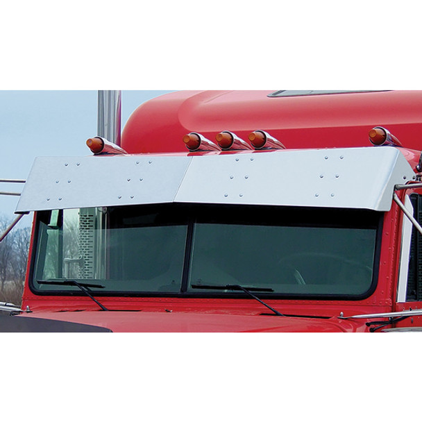 14 Inch Stainless Steel Bowtie Drop Visor For Freightliner Classic & FLD