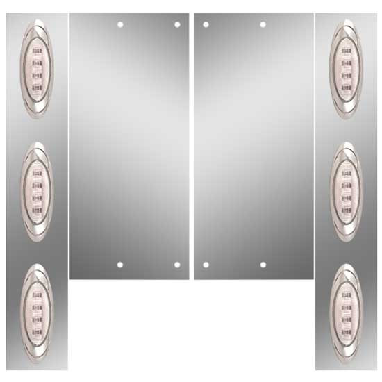 Stainless Front Air Cleaner Panels W/ 6 P1 Amber/Clear LEDs For Freightliner Classic XL W/ 11 Inch Nelson