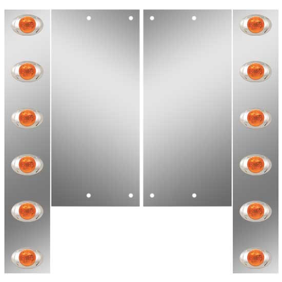Stainless Front Air Cleaner Panels W/ 12 P3 Amber/Amber LEDs For Freightliner Classic XL W/ 11 Inch Nelson