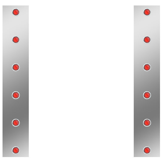 Stainless Steel Rear Air Cleaner Panels W/ Red Bulkhead LEDs For Freightliner Classic 120, XL 132